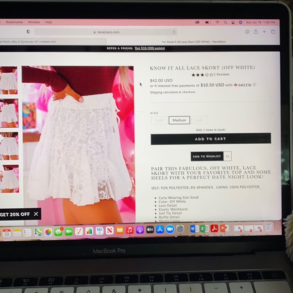 NanaMacs Know It All Lace Skort